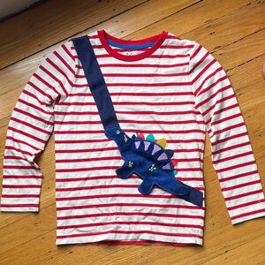 NWOT Boden Stripe Shirt with Dinosaur Zip Pouch